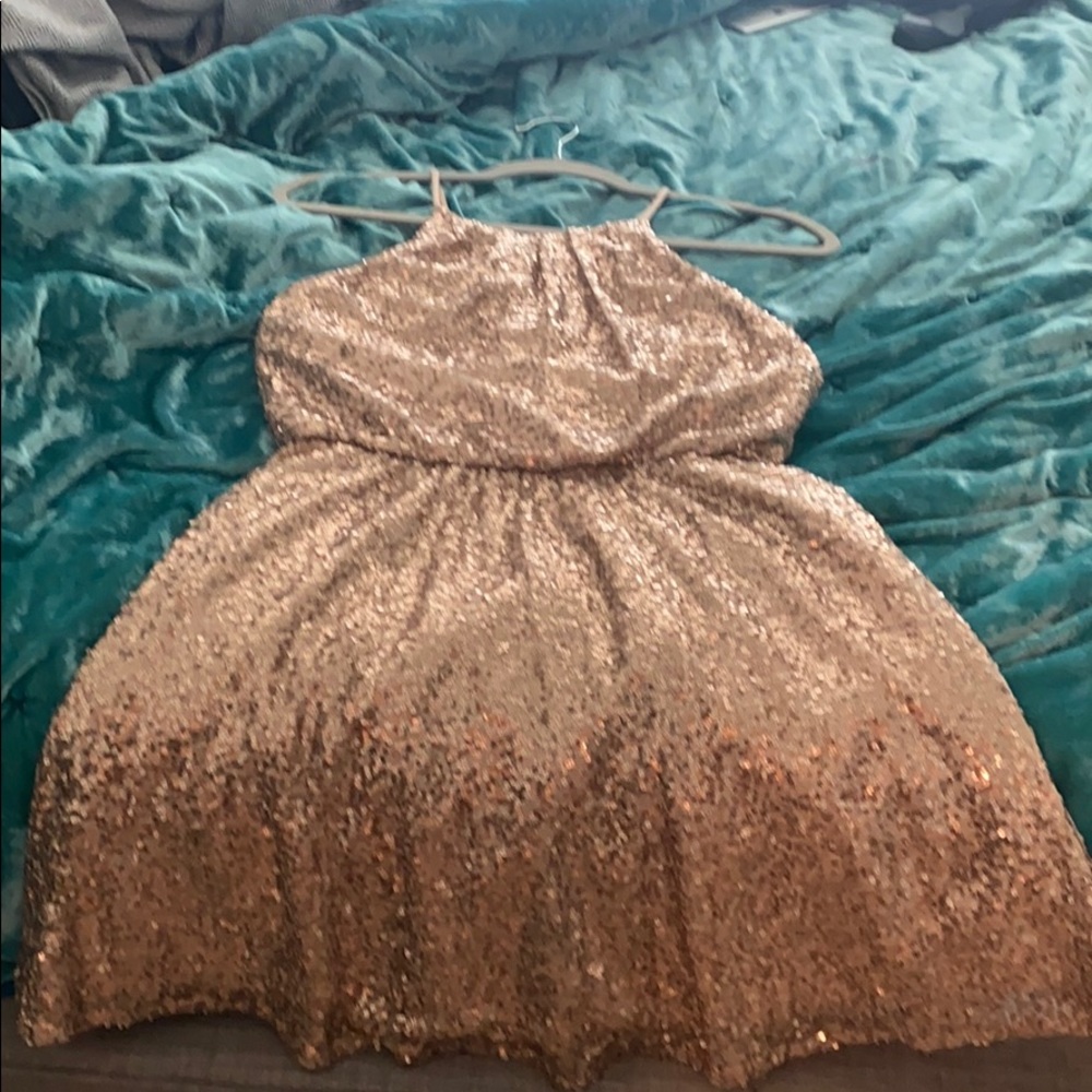Rose gold sequin cocktail dress